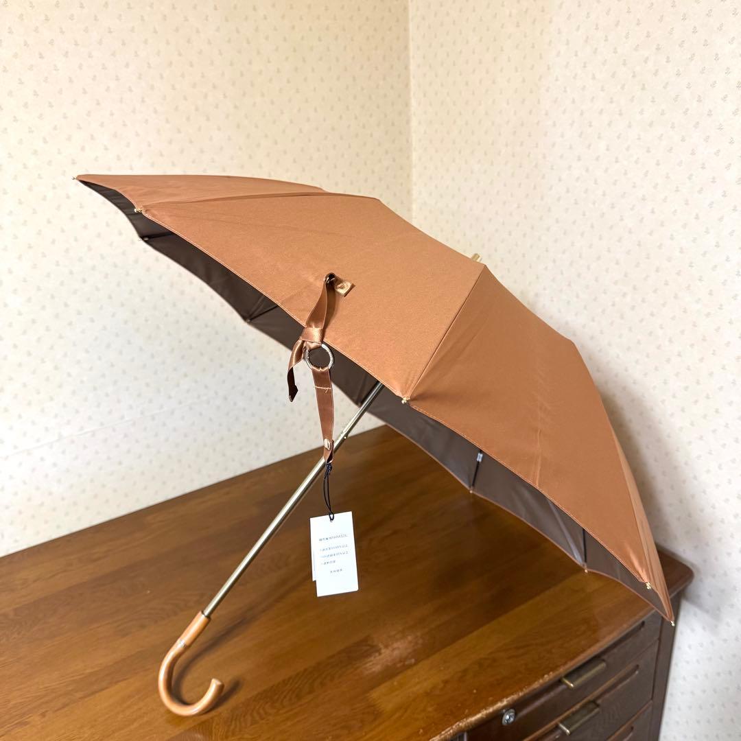 ★新品★GRACY　晴雨兼用　日傘　楽折スタイル　１級遮光　遮熱　10本骨　茶