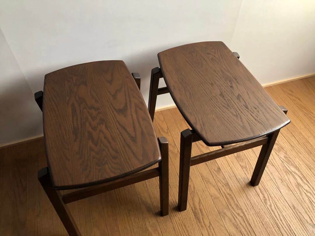 オーク無垢材 スタッキングスツール 2脚セット 曲げ木 民藝 クラフト家具