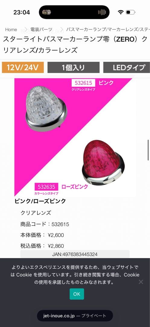 ＪＥＴイノウエ　零　バスマーカーランプ　10個