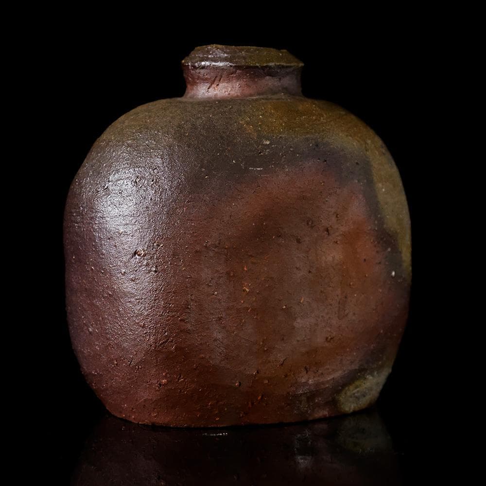 T　備前焼人間国宝　伊勢崎 淳 作　花瓶　陶器　陶芸品　銘有