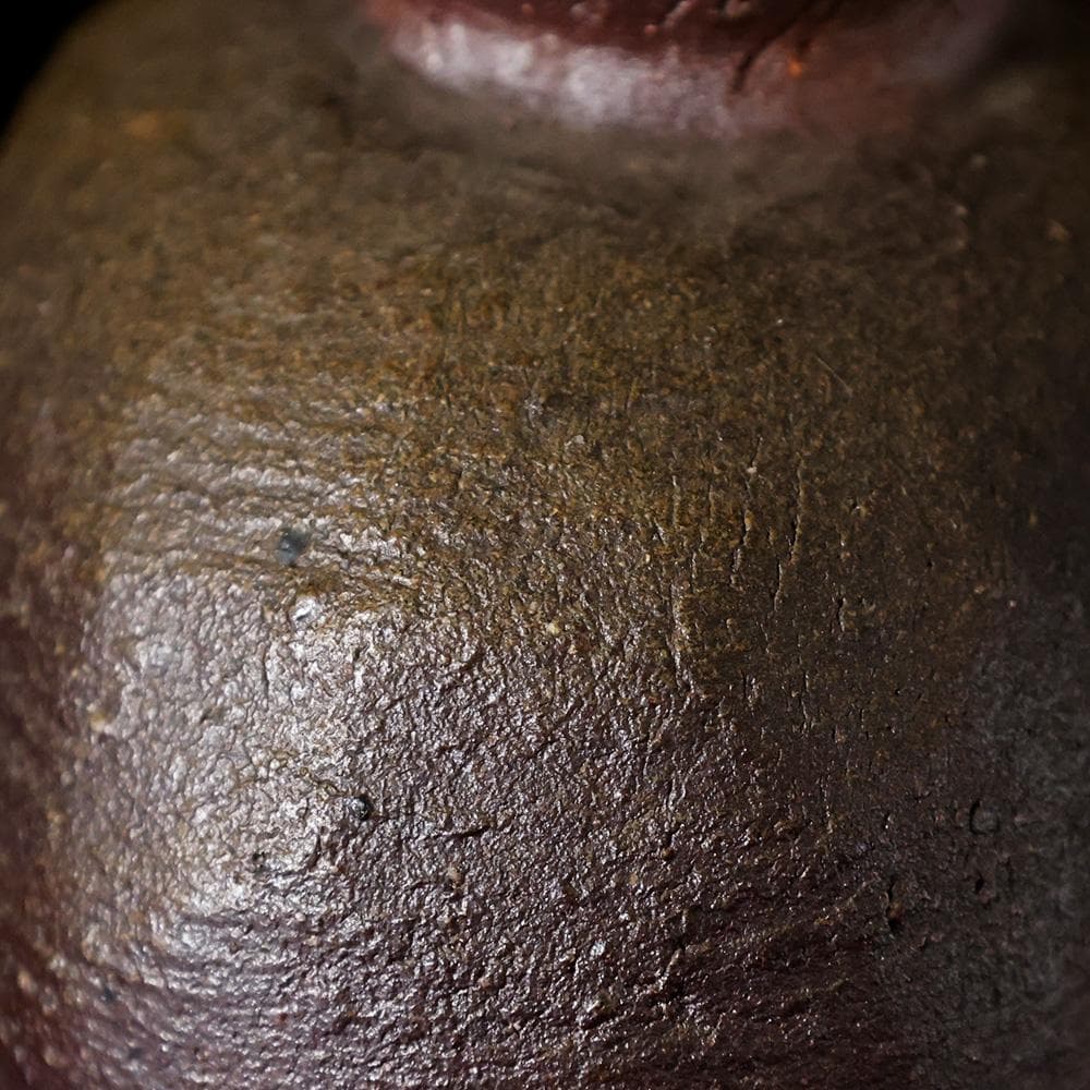 T　備前焼人間国宝　伊勢崎 淳 作　花瓶　陶器　陶芸品　銘有