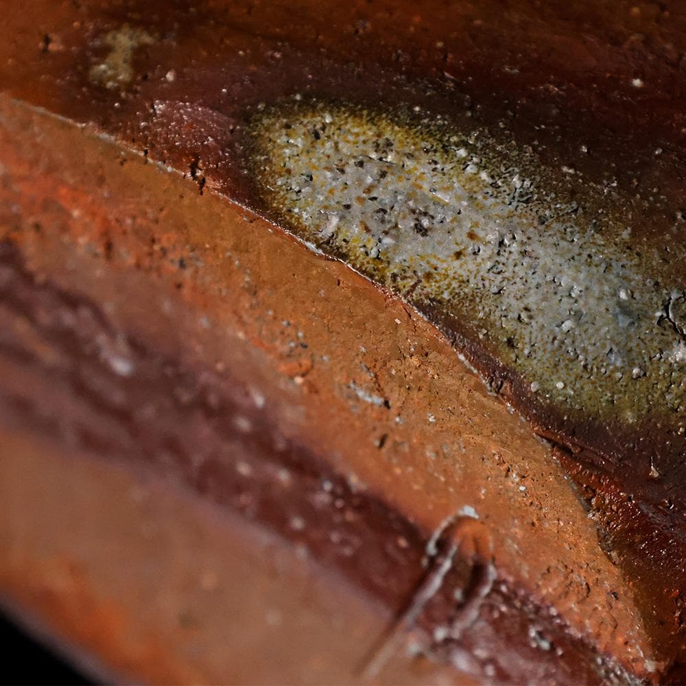 T　備前焼人間国宝　伊勢崎 淳 作　花瓶　陶器　陶芸品　銘有