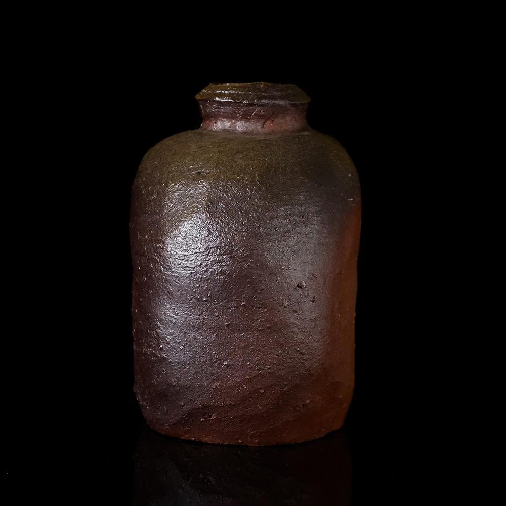 T　備前焼人間国宝　伊勢崎 淳 作　花瓶　陶器　陶芸品　銘有