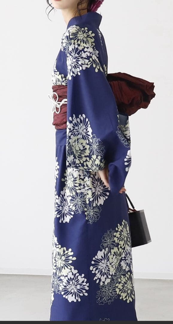 ★新品未使用★浴衣　セパレート　ネイビー　花柄
