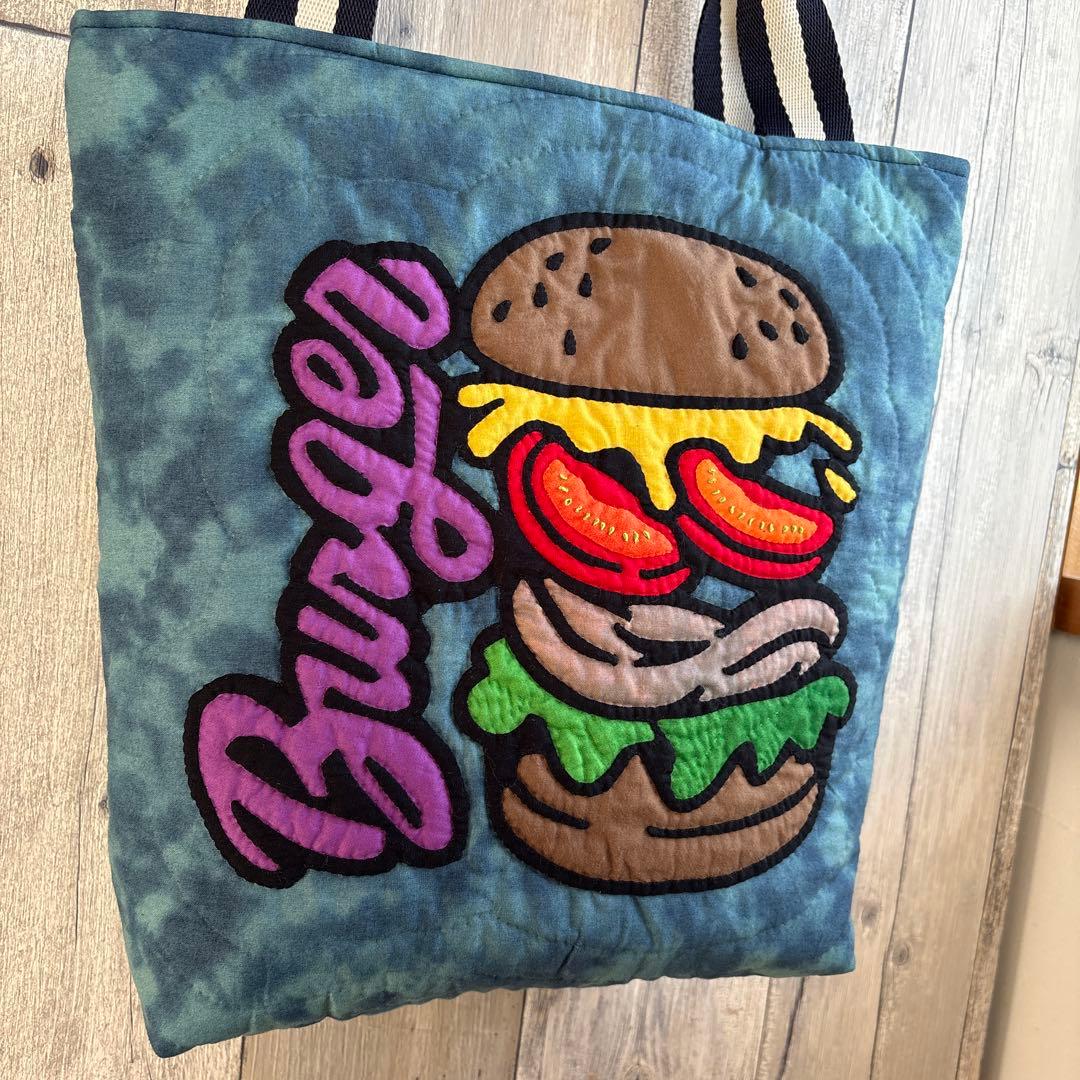 ハワイアンキルト⭐︎ハンバーガーと波ハンドメイドバック⭐︎