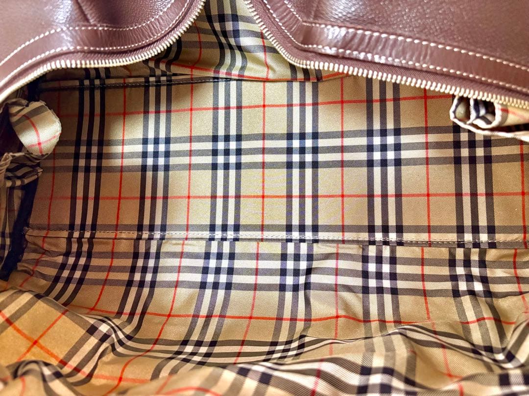 み*ん様 BURBERRY GOLFノバチェック レザー ボストンバッグ 旅行