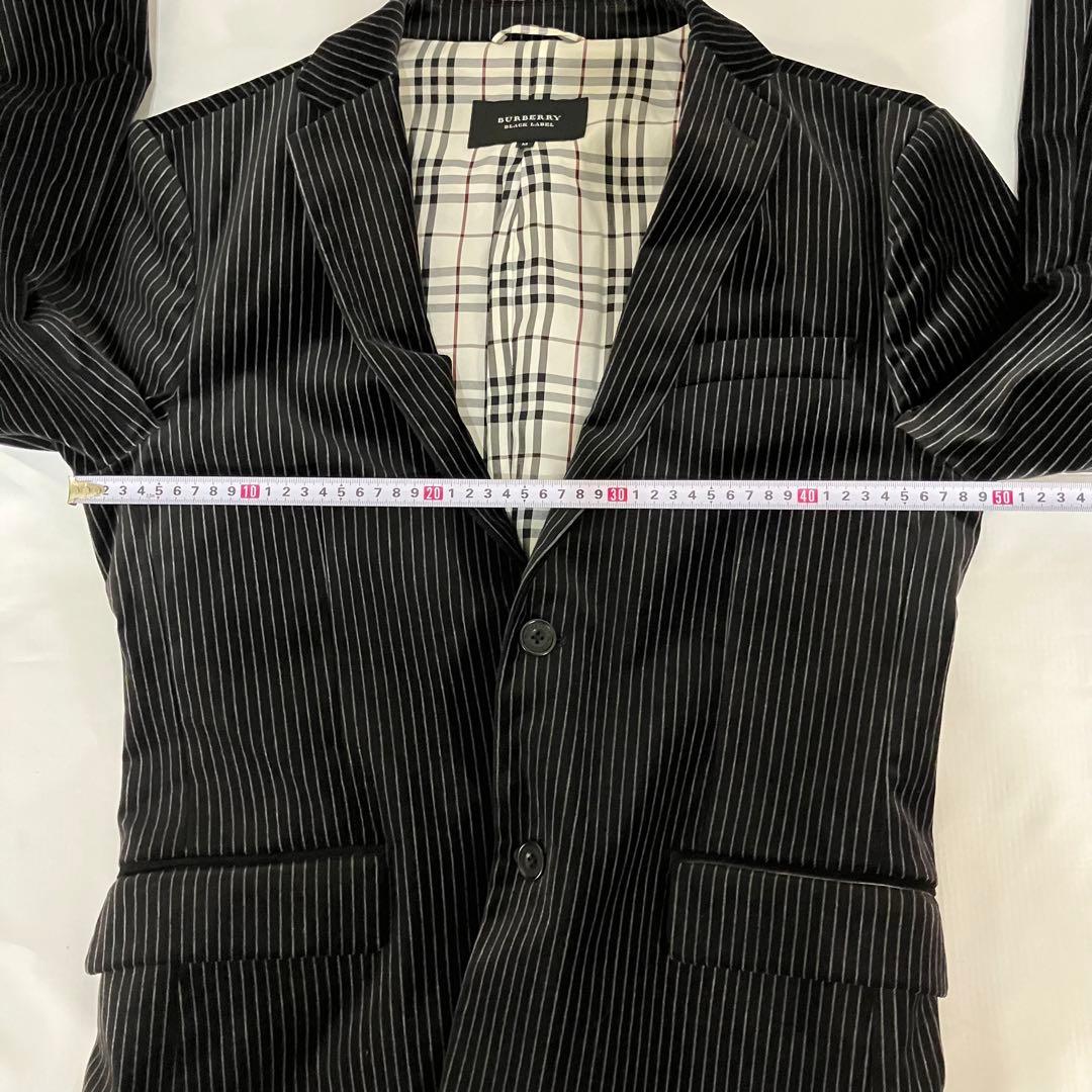 バーバリーブラックレーベル　ベロアジャケット　ブラック／グレー・ストライプ　M