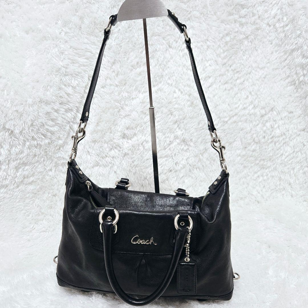 COACH マディソン アシュレイ 2WAY 黒 レザー ショルダー ボストン