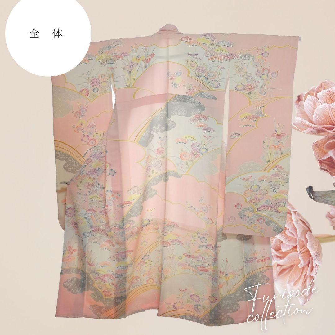 振袖フルセット　ペールピンク　くすみピンク　松竹梅柄　可愛い系　成人式