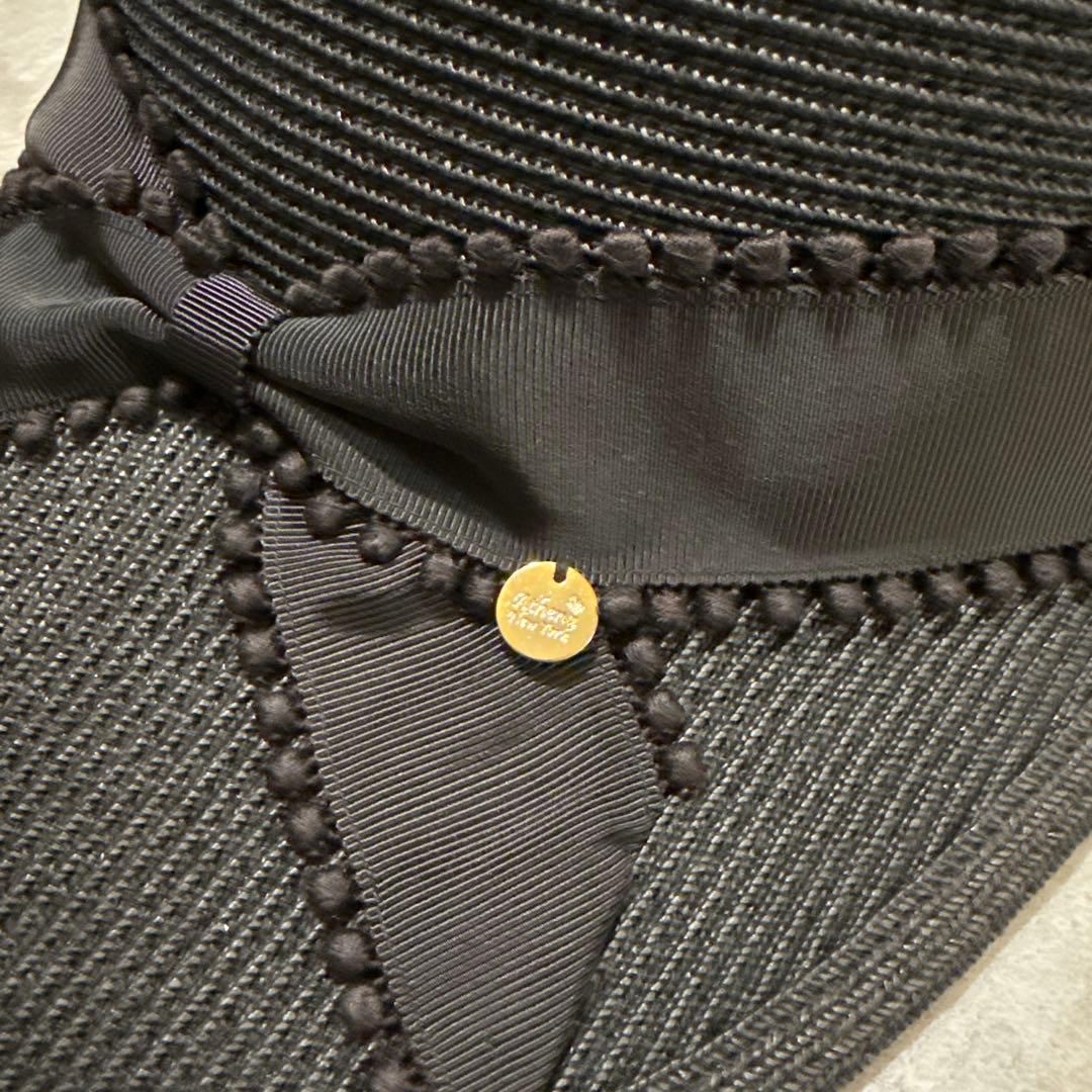 アシーナニューヨーク　麦わら帽子　リボンハット　ブラック　黒