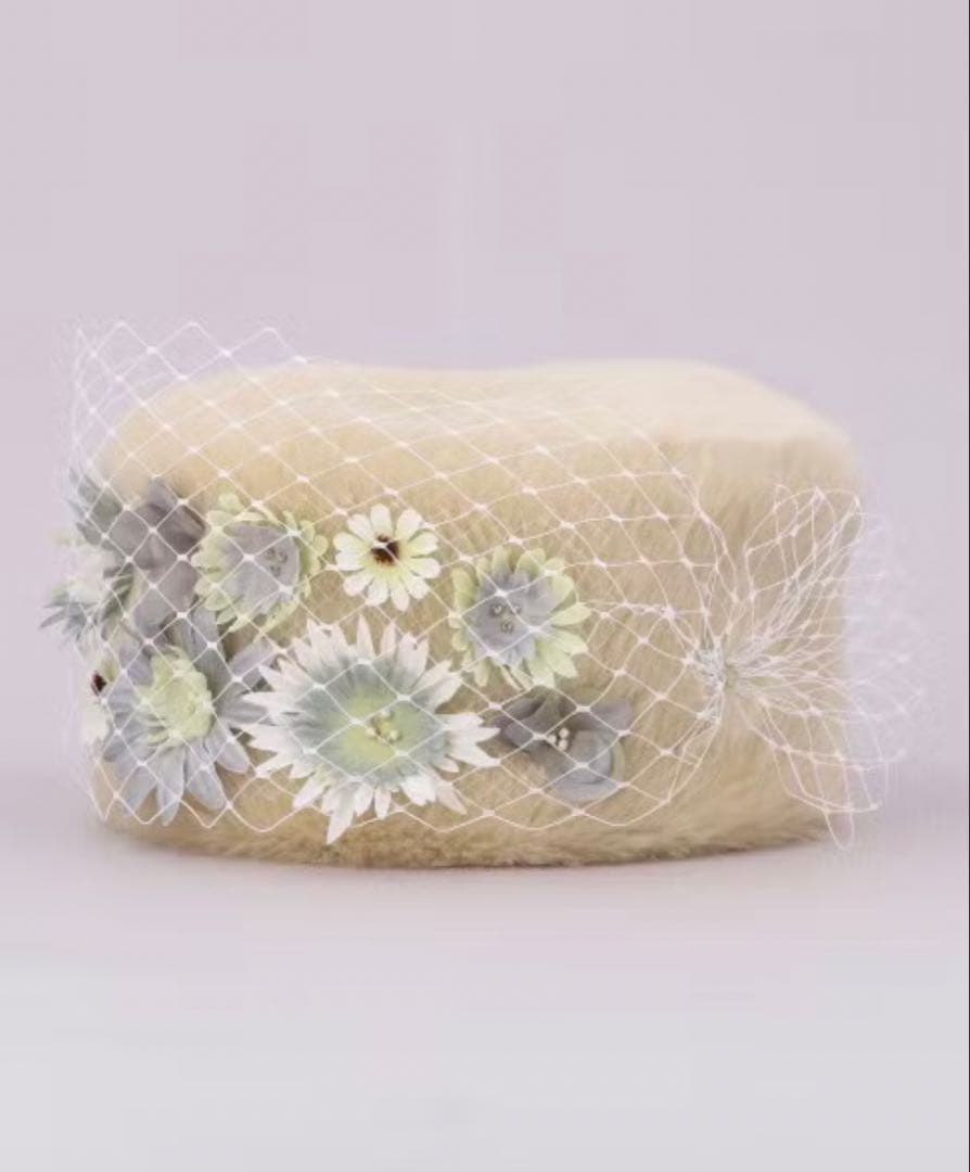 カシラ　ロシアンフラワー　帽子　ブラウン　ロシア帽　ロシアンハット