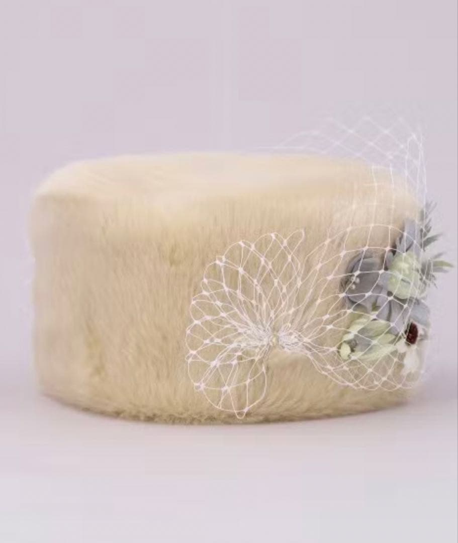 カシラ　ロシアンフラワー　帽子　ブラウン　ロシア帽　ロシアンハット