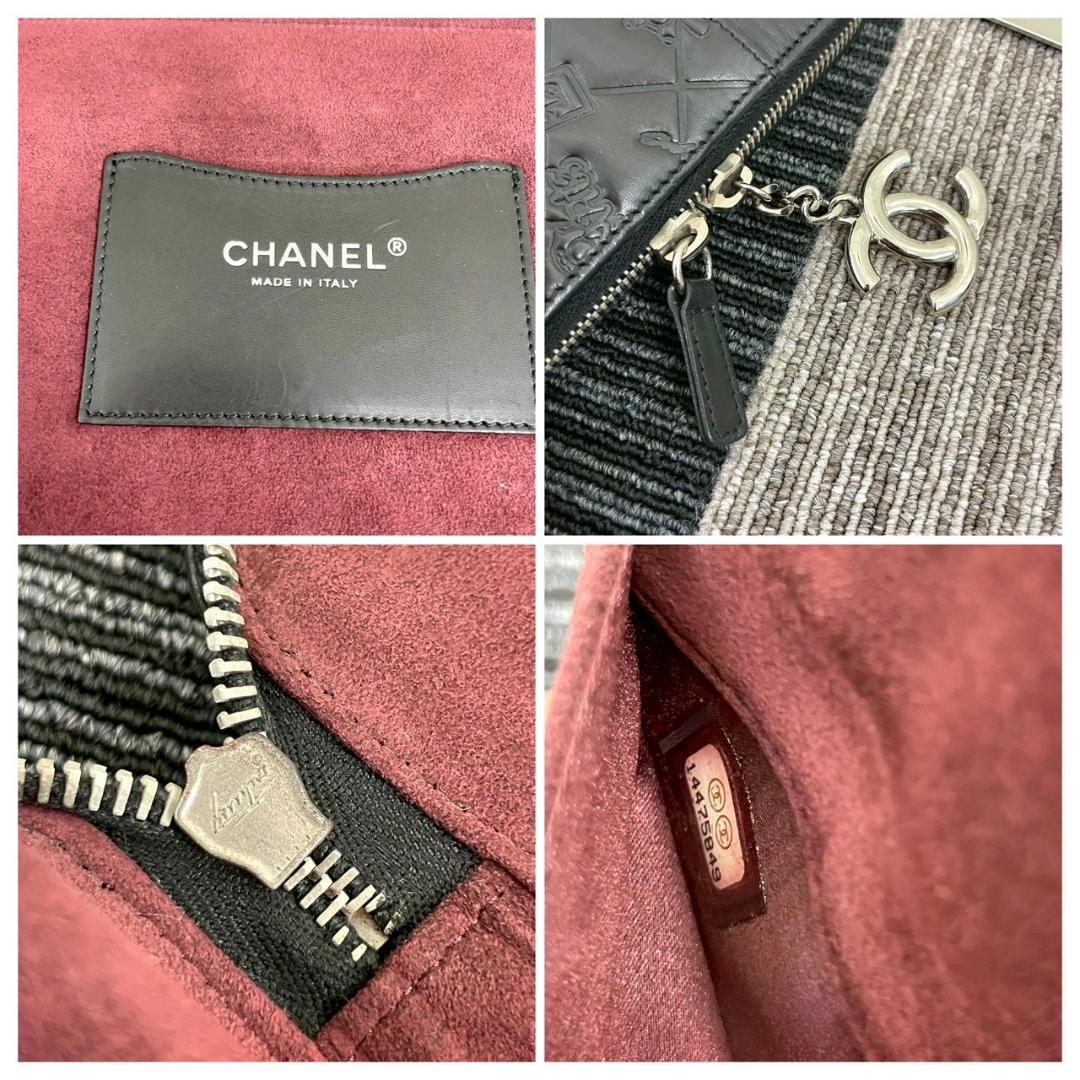 美品　CHANEL　シャネル　ラムスキン　iPadケース　アイコン　ブラック