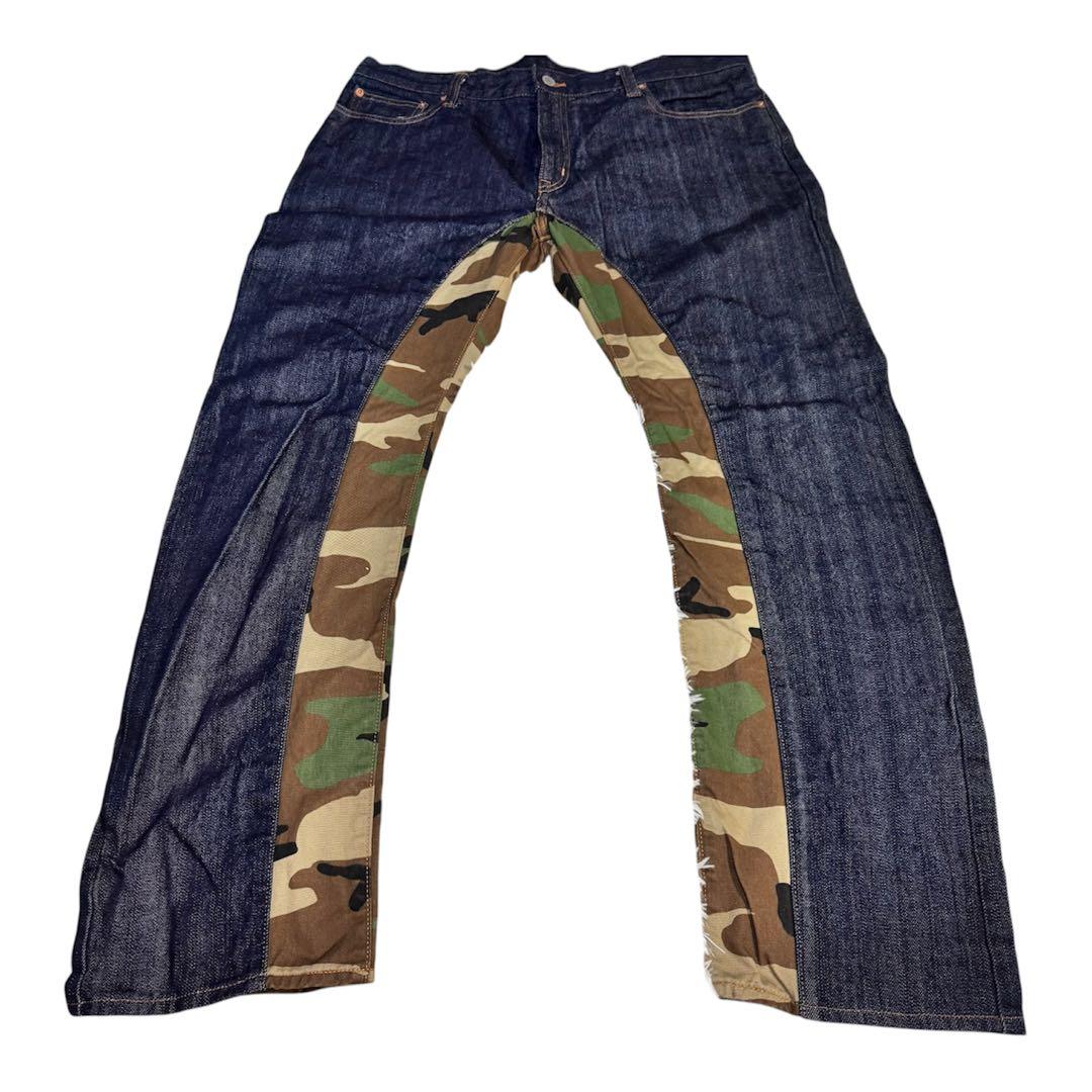 児島ジーンズ　スペースモンキーコンボパンツ　カモフラ柄　サイズ42 ビッグサイズ