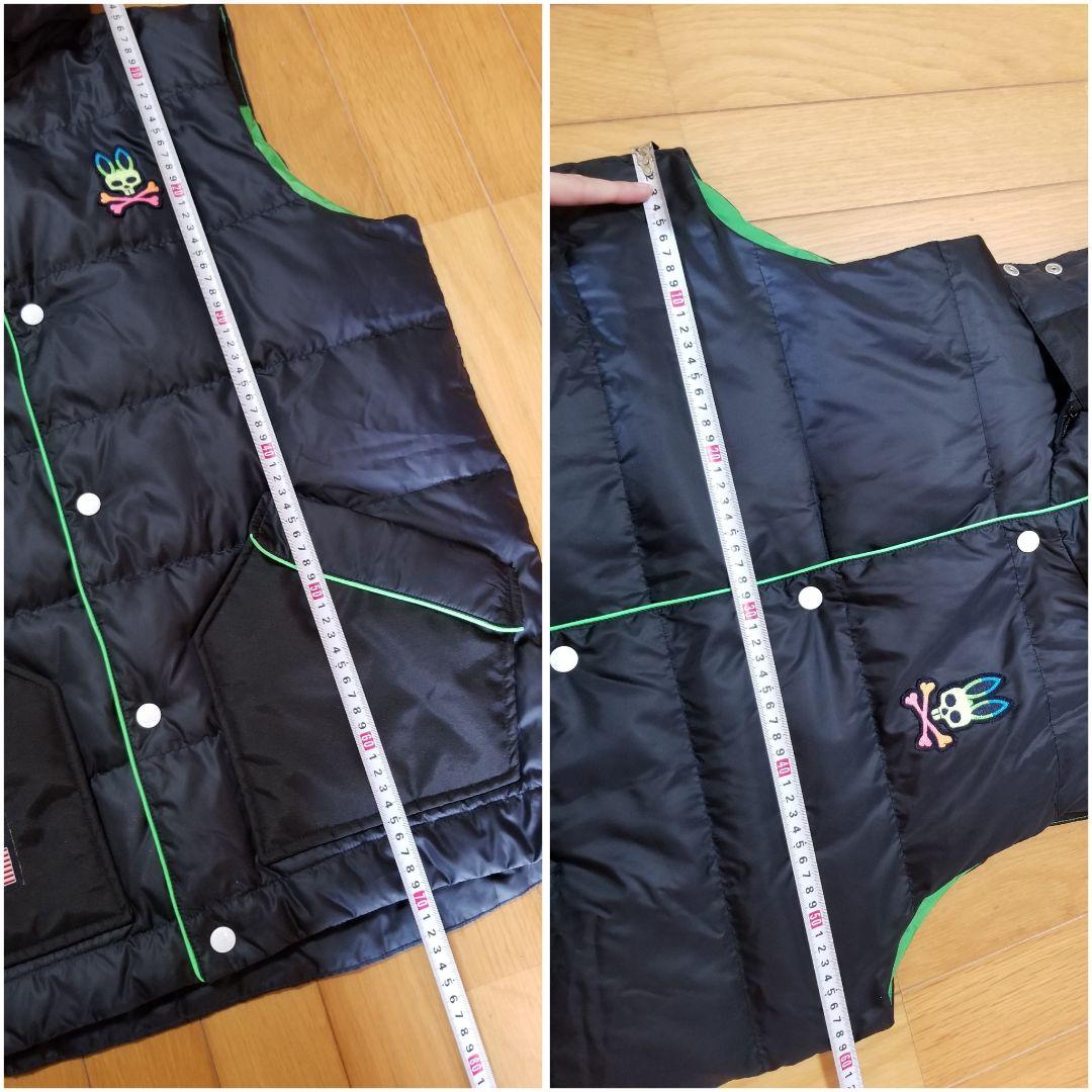 美品サイコバニーPsycho Bunnyネオンパイピング ダウンベスト　L