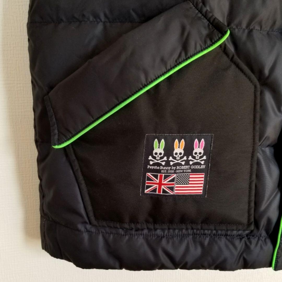 美品サイコバニーPsycho Bunnyネオンパイピング ダウンベスト　L