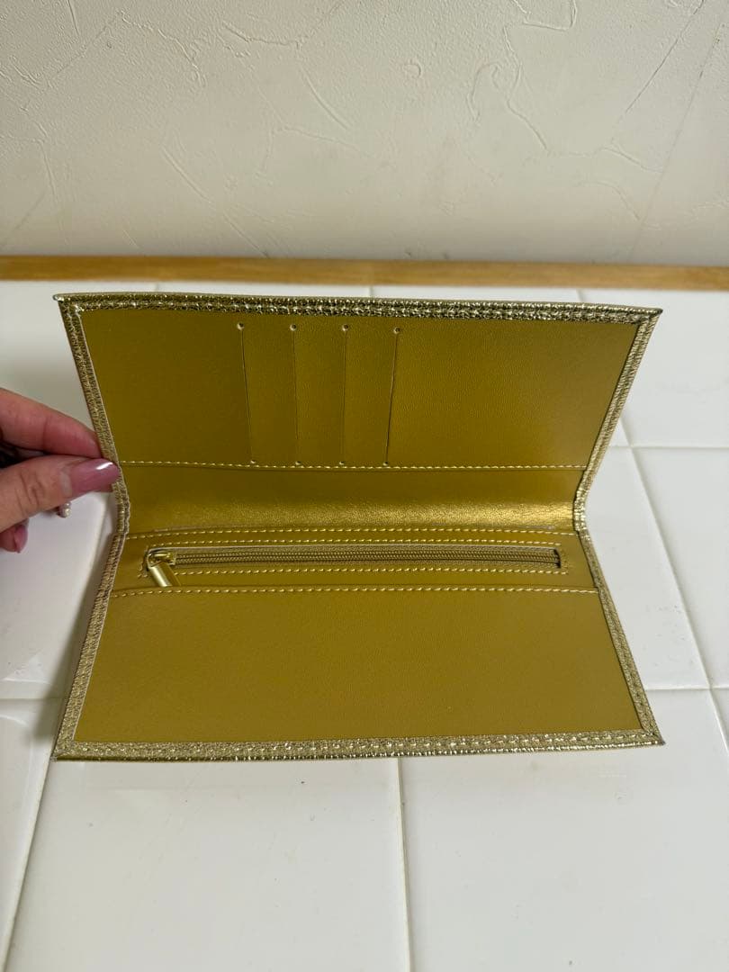 皇居の長財布•ゴールド•本革•新品未使用