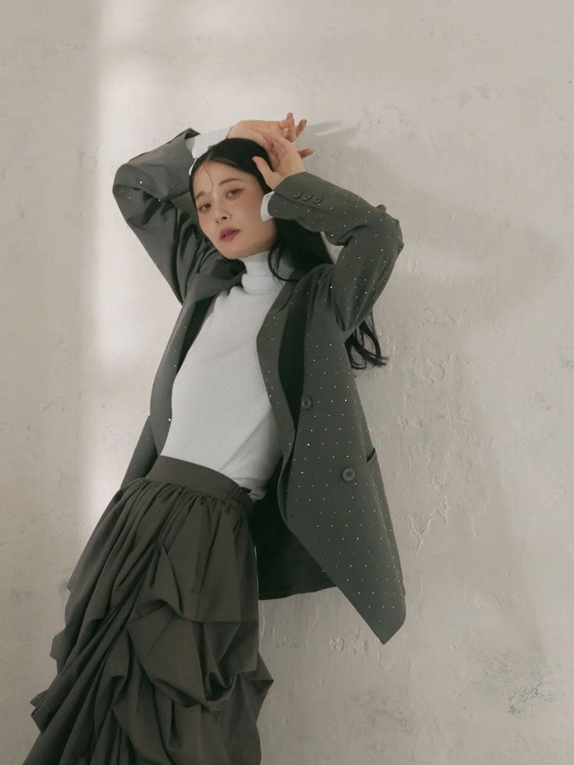 【試着のみ】ラインストーンジャケット / グレー 【Olu.】