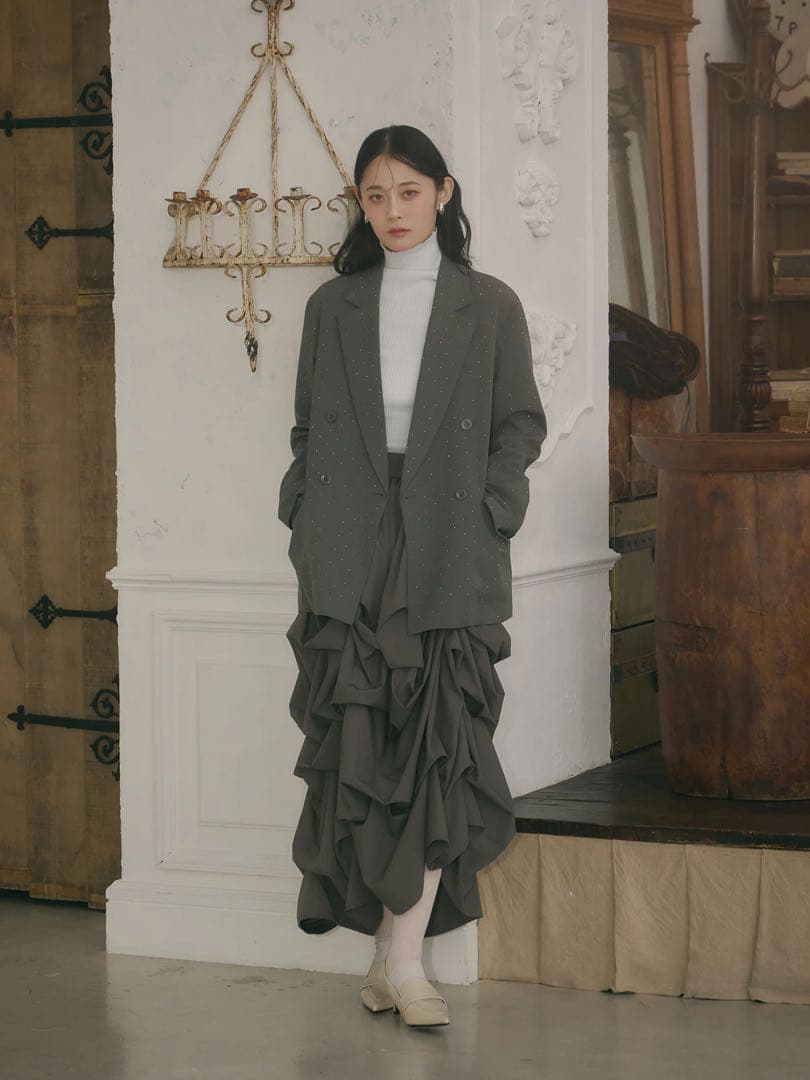 【試着のみ】ラインストーンジャケット / グレー 【Olu.】