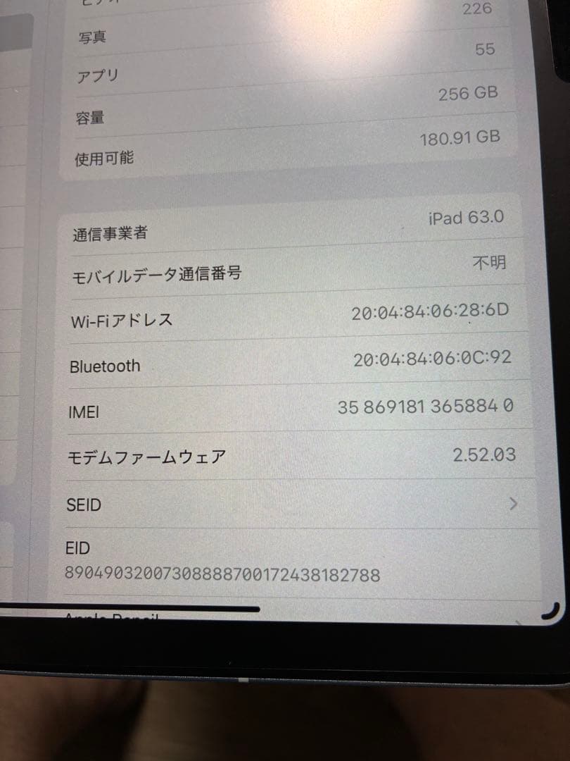 Apple iPad Air (M2) 11インチ 256GB セルラー ブルー