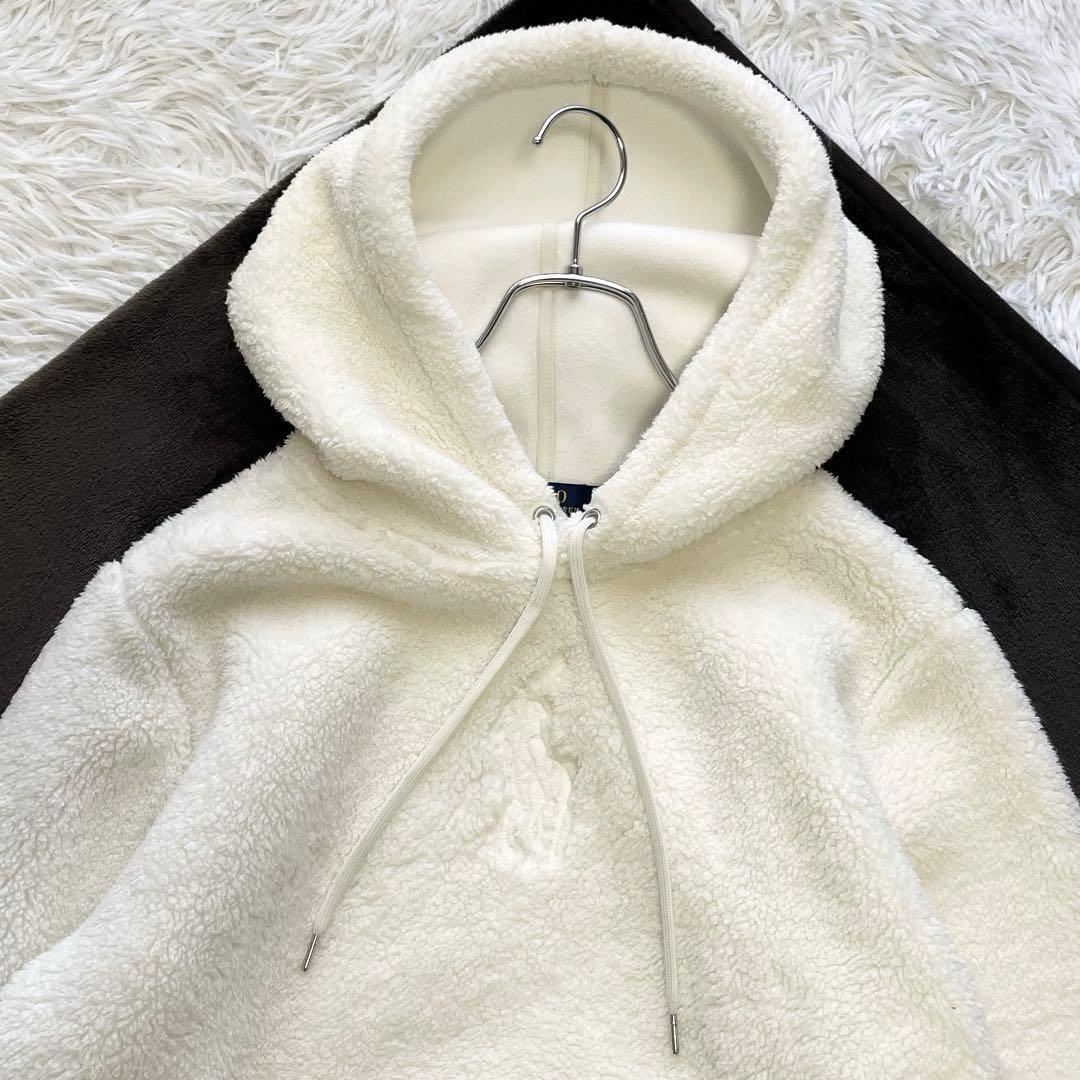 極美品✨ポロラルフローレン ボアパーカー フリース ビッグポニー 現行 白 M