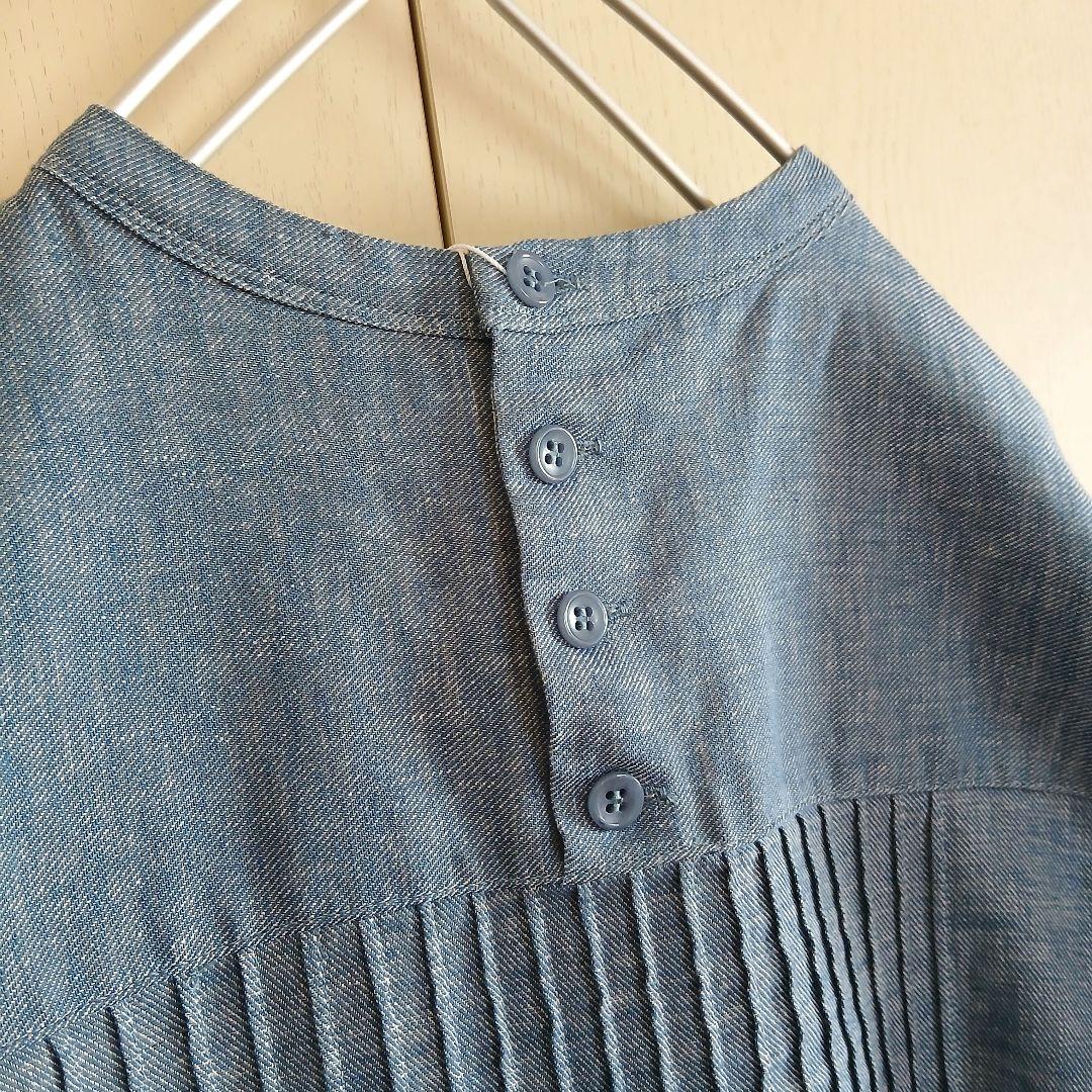 ハルメク　新品　ピンタック　チュニック　ワンピース　綿麻　デニムライク