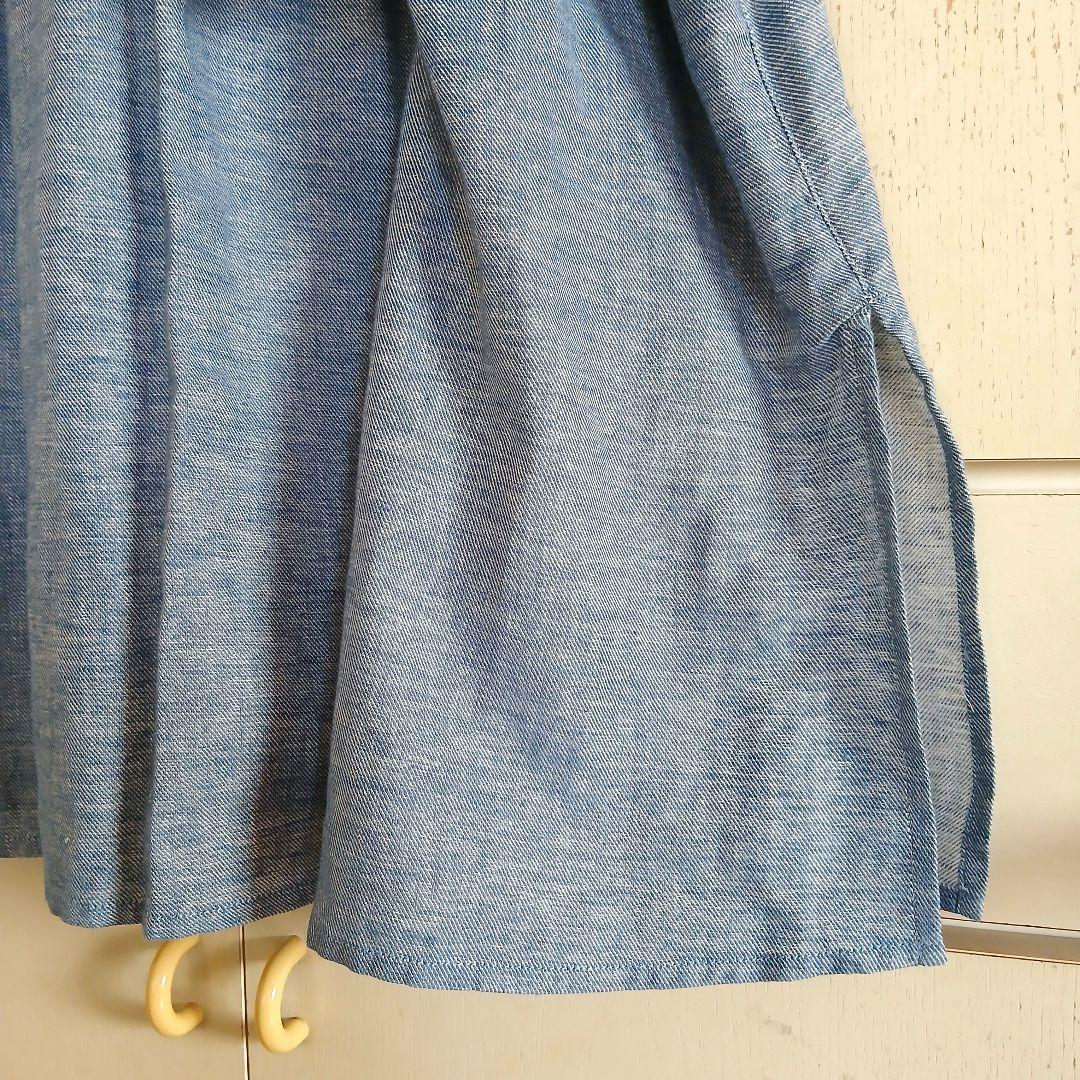 ハルメク　新品　ピンタック　チュニック　ワンピース　綿麻　デニムライク