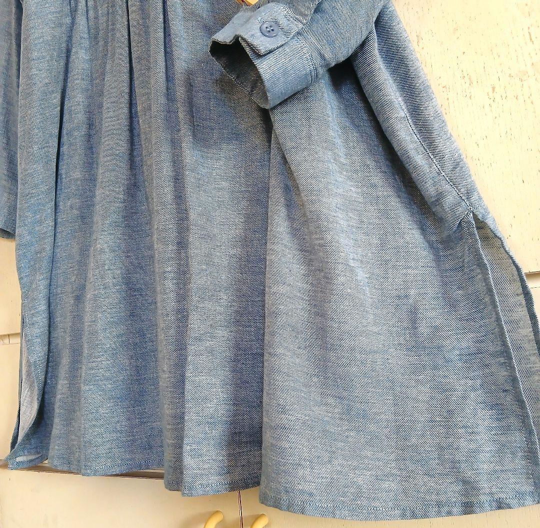 ハルメク　新品　ピンタック　チュニック　ワンピース　綿麻　デニムライク