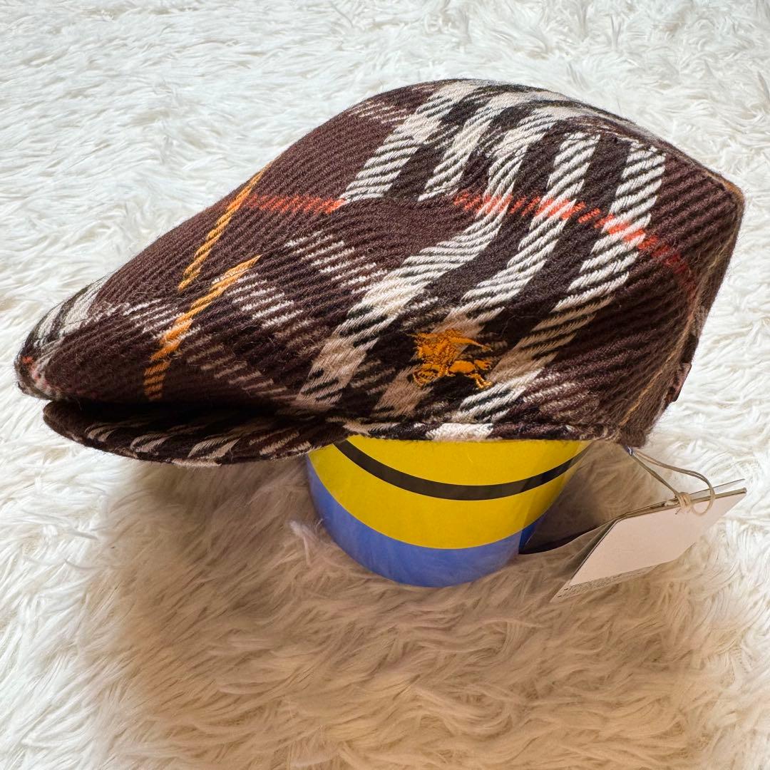 未使用タグ付き バーバリーブルーレーベル ノバチェック柄 ハンチング ベレー帽