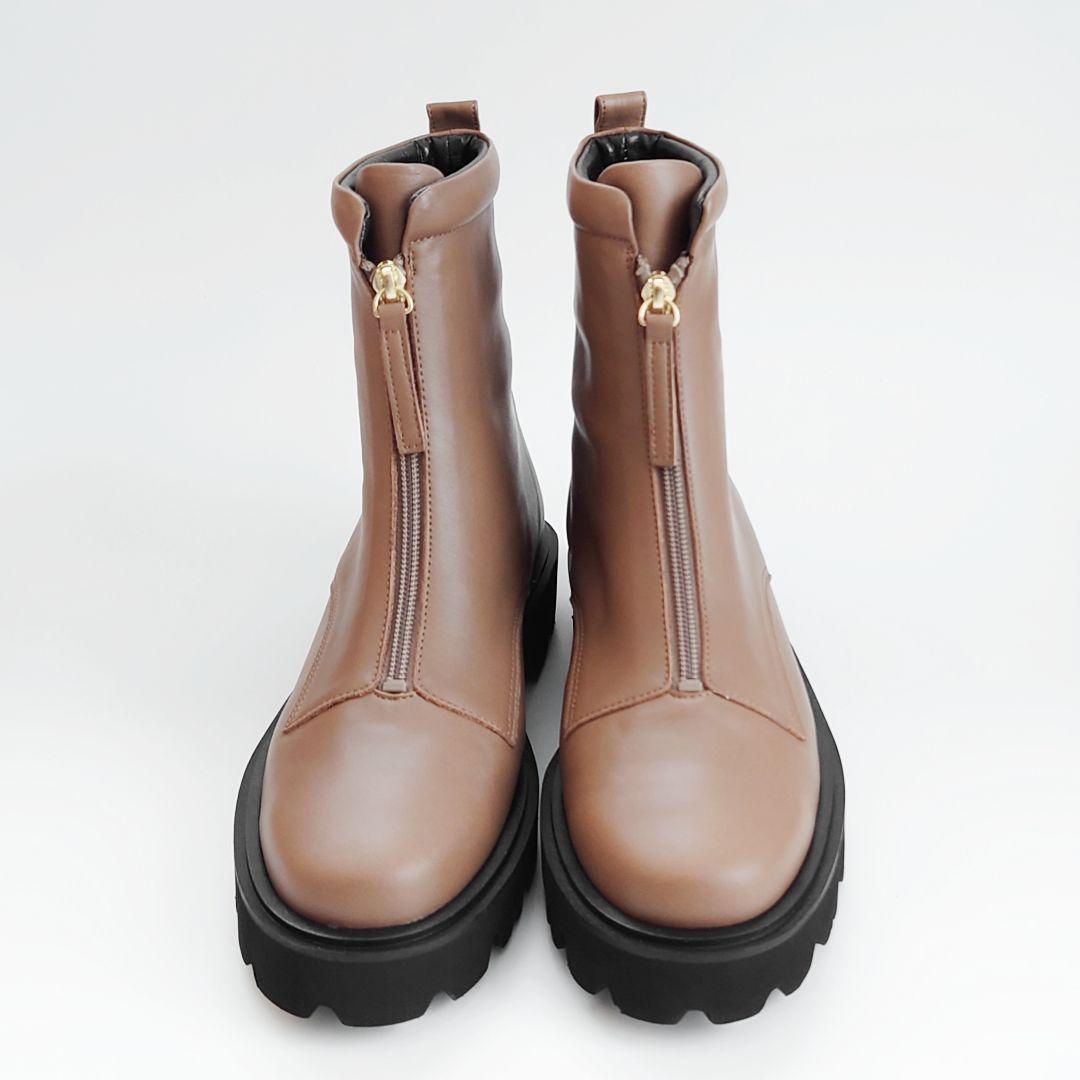 未使用 卑弥呼 トラックソール フロントジップ レザーショートブーツ ダイアナ