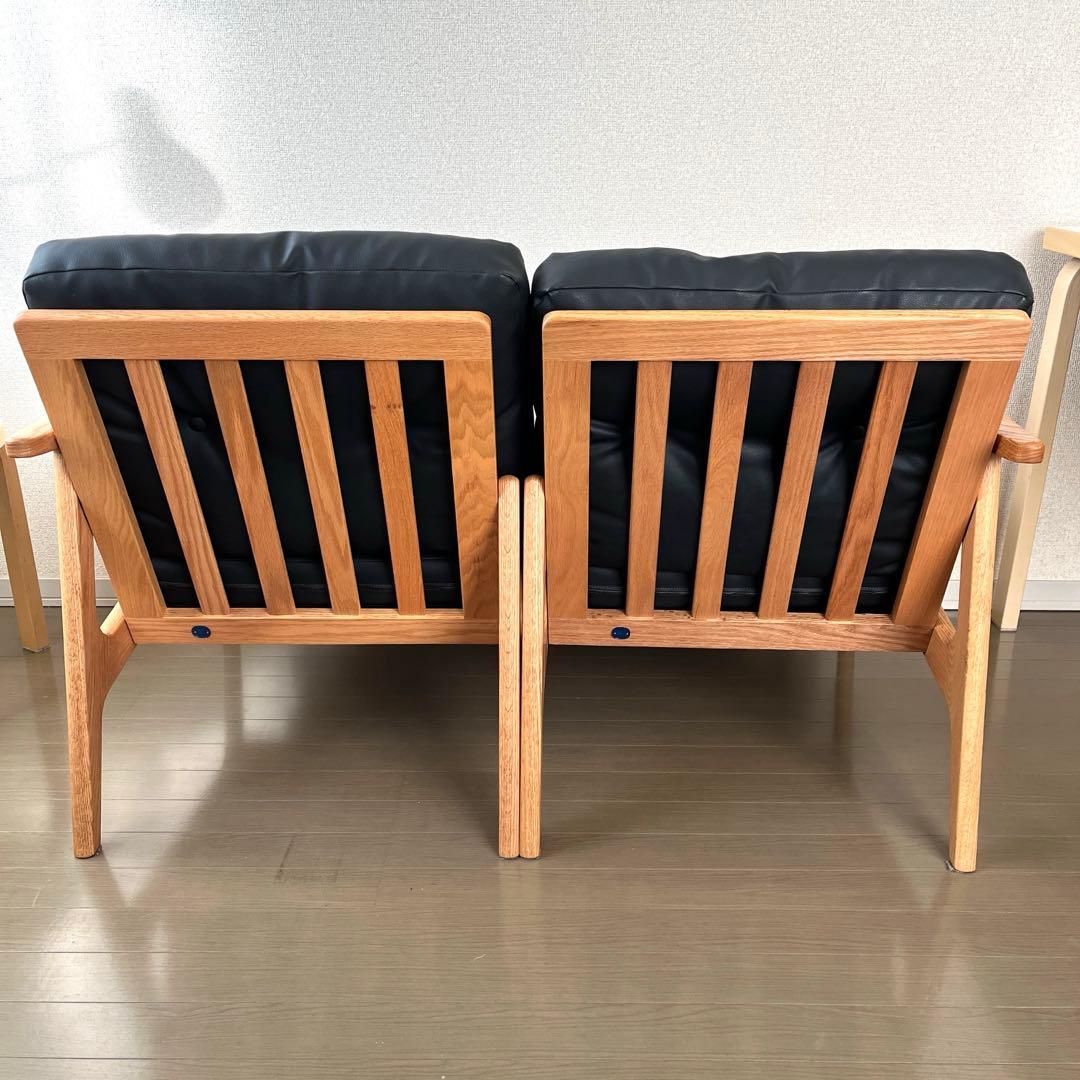 マルニ60 フレームチェア 2シーター オーク ビニールレザー