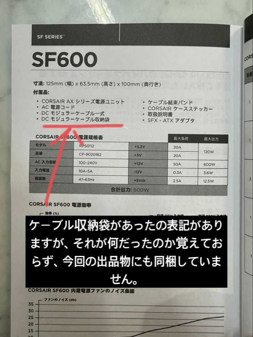 Corsair SF600 600W SFX電源ユニット　コルセアPSU