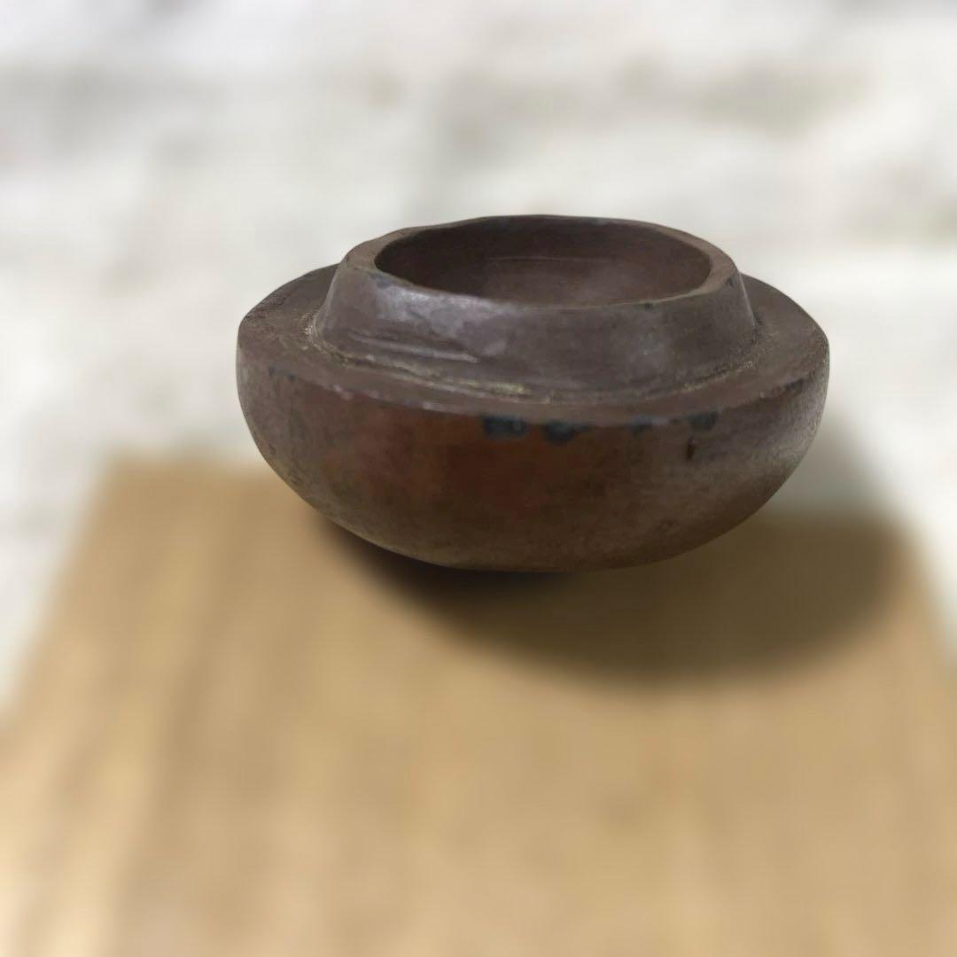 J-3 香合　茶道具　陶器　木箱付き　ホツ有り　アンティーク　美術品　工芸品