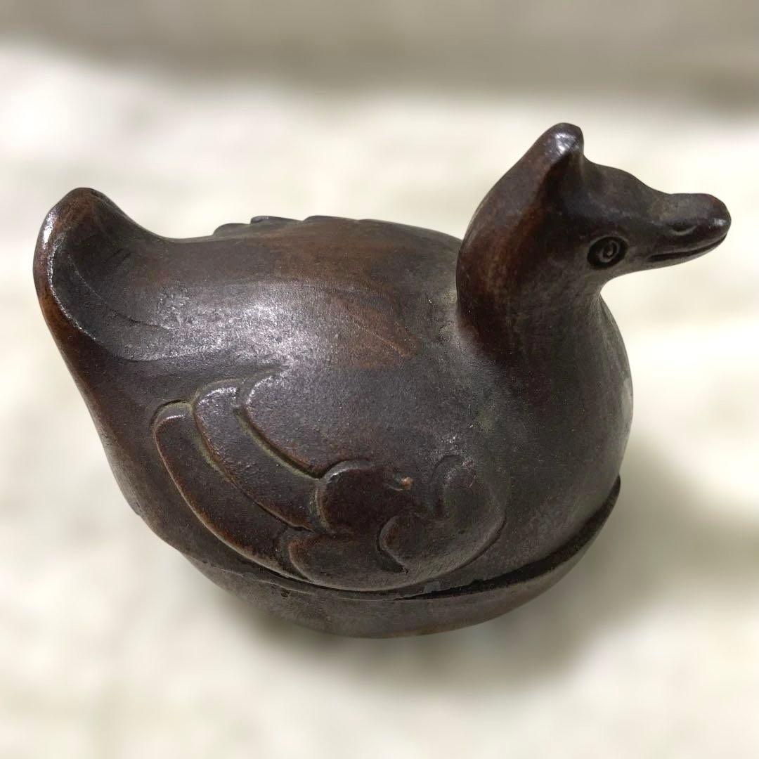 J-3 香合　茶道具　陶器　木箱付き　ホツ有り　アンティーク　美術品　工芸品