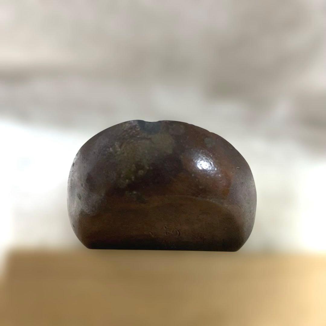 J-3 香合　茶道具　陶器　木箱付き　ホツ有り　アンティーク　美術品　工芸品