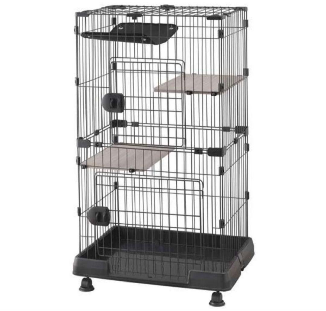 キャットケージ ブラック 2段構造 ハンモック付き