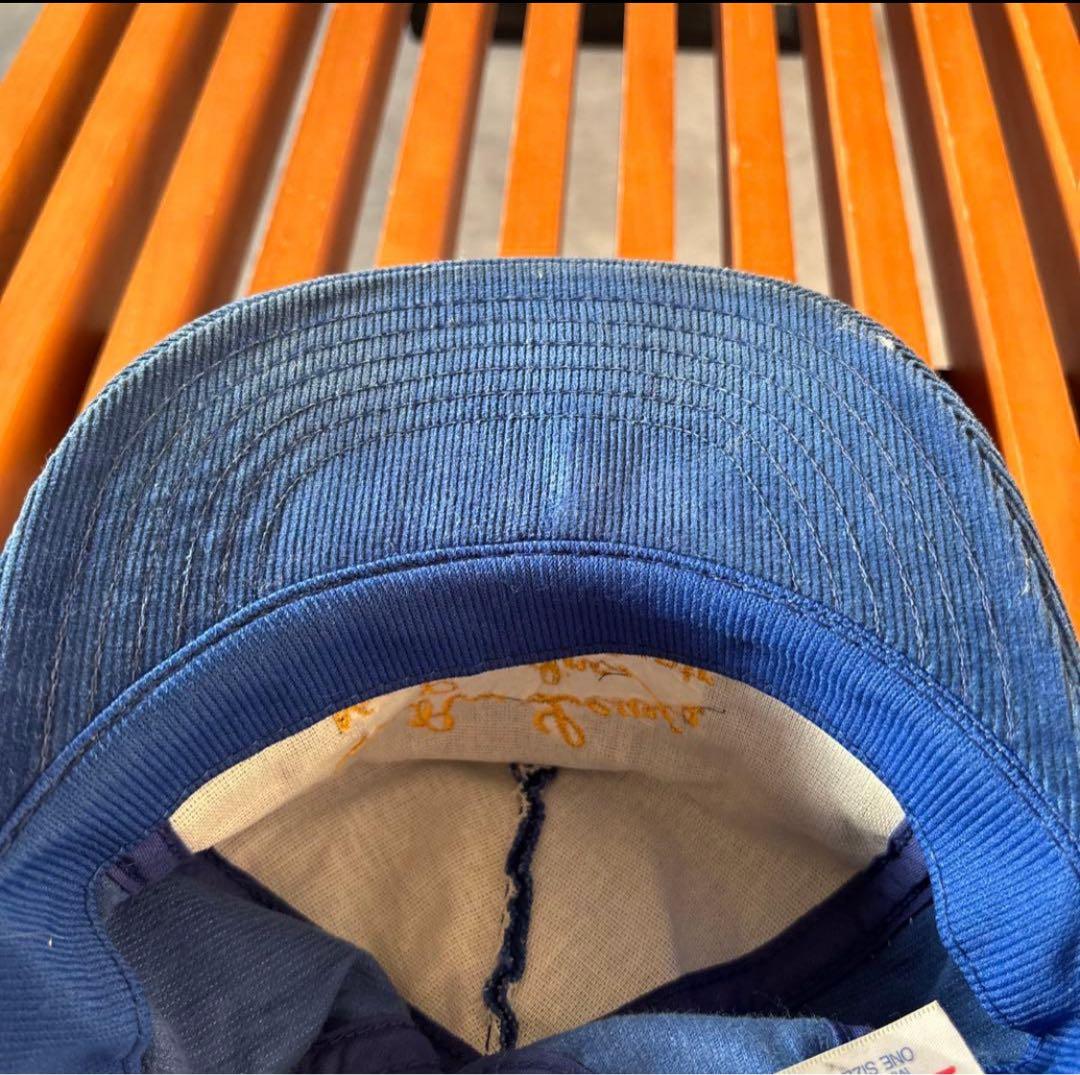 80s USA製 コーデュロイキャップ ブルー トラッカーキャップ BH98