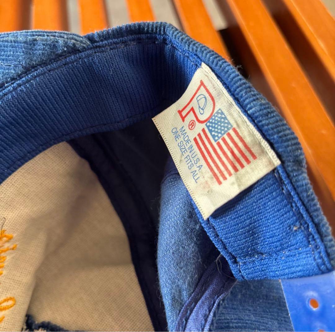 80s USA製 コーデュロイキャップ ブルー トラッカーキャップ BH98