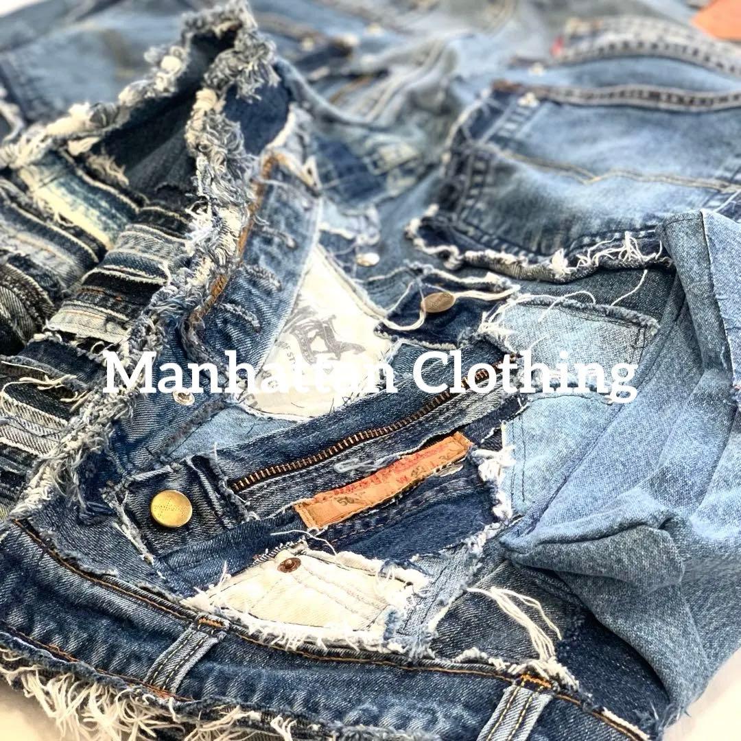 No.615【割引適用済】再構築 リメイク ハーフ パンツ デニム