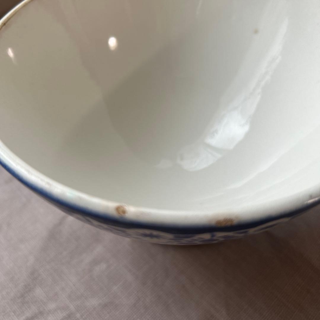 【希少】モロッコ柄　レース柄　青色カフェオレボウル　フランスアンティーク