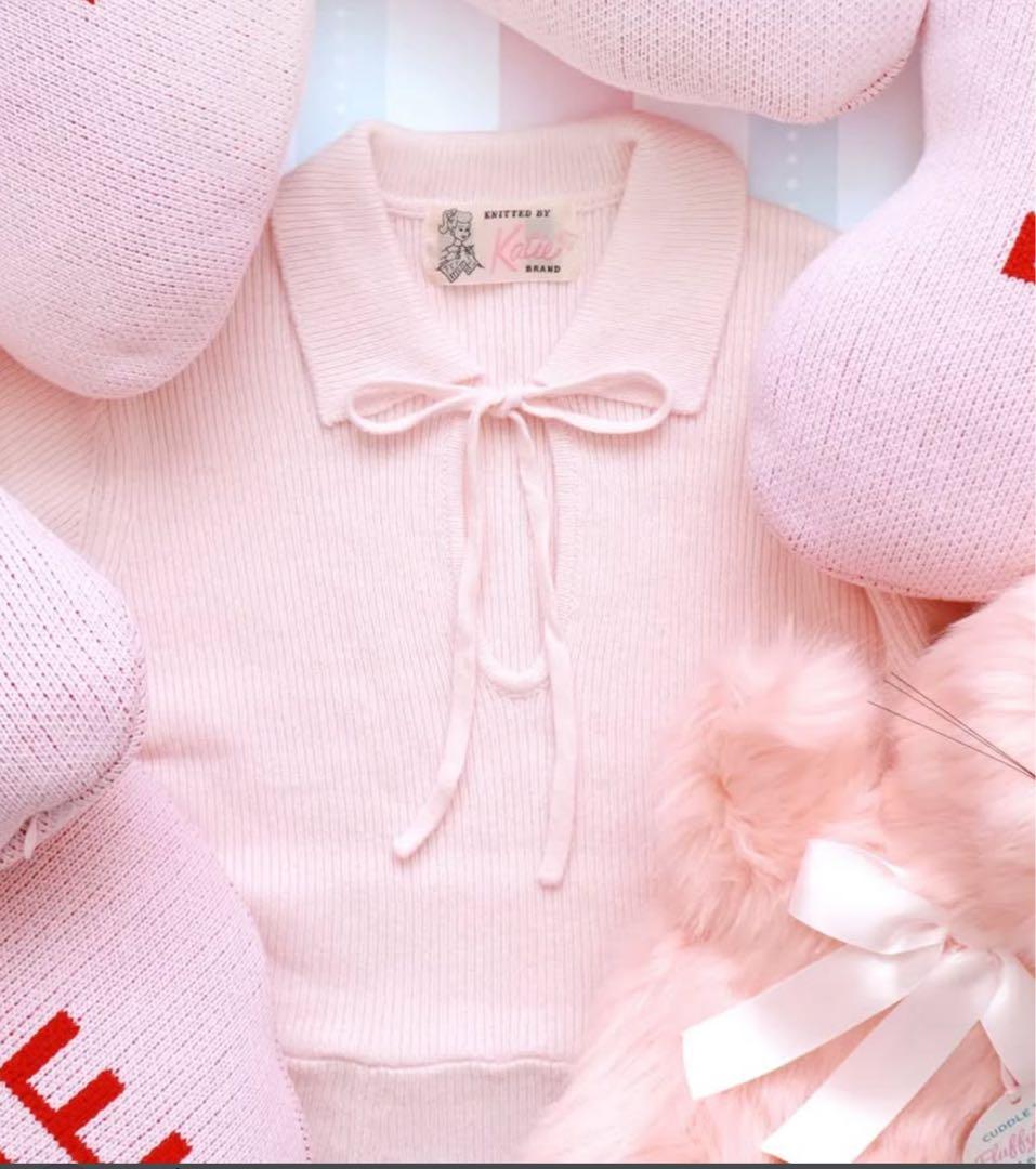 Katie完売品ピンクニットワンピース リボン付き