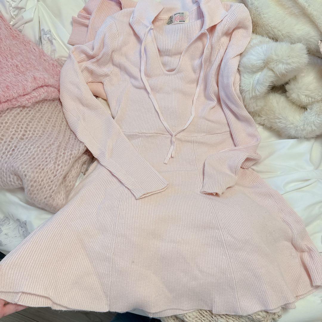 Katie完売品ピンクニットワンピース リボン付き