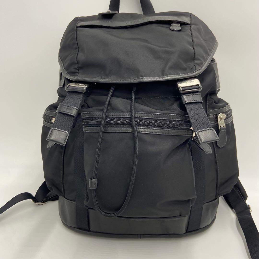 COACH コーチ バックパック ナイロン レザー ブラック F71884