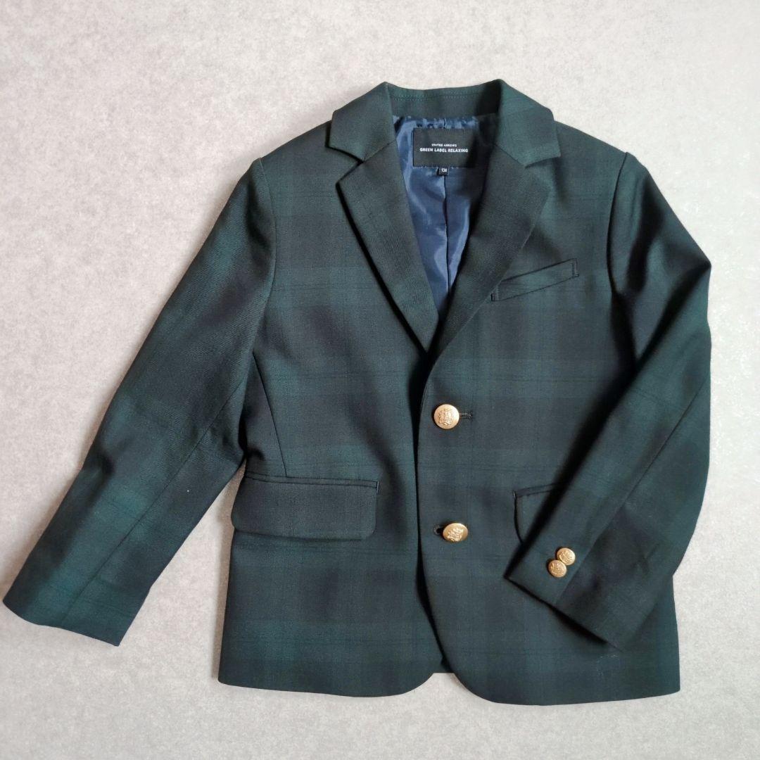 美品 グリーンレーベルリラクシング 120 スーツ チェック キッズフォーマル