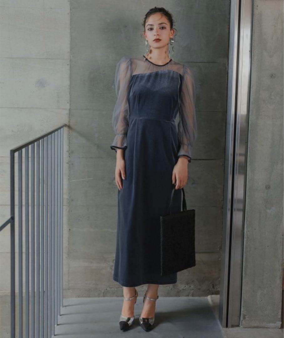 【新品未使用】callarus カラルス　アシメデザインベロアワンピースドレス