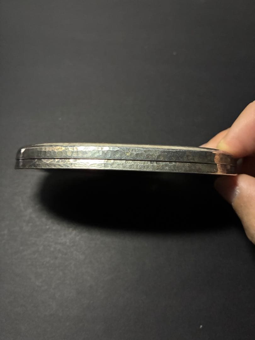 純銀 小判型 楊枝入 約45g 共箱付 照春勇吉 作 香合 銀製