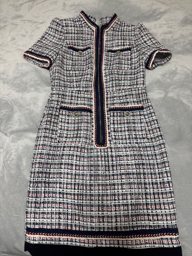 SOBRE ツイードドレス ネイビー系