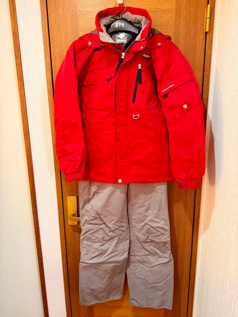 DESCENTE スキーウェア 上下セット Lサイズ 赤/グレー