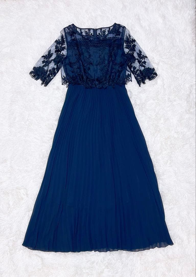 Dorry Doll♡オリジナル模様柄刺繍レース使い プリーツ加工 ロング丈