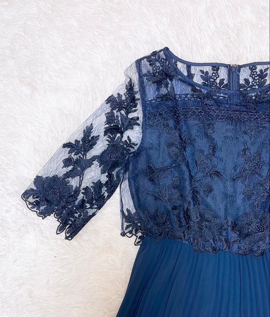 Dorry Doll♡オリジナル模様柄刺繍レース使い プリーツ加工 ロング丈